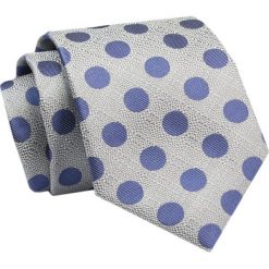 Krawat - ALTIES - Stalowy w Niebieskie Grochy. Niebieskie krawaty i muchy Alties, bez wzorów, z tkaniny. Za 49.00 zł.