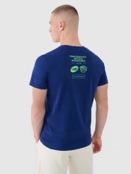 4F T-shirt regular z nadrukiem męski - granatowy XXL. Niebieskie t-shirty 4F, m, bez wzorów, z bawełny, bez kołnierzyka, bez ramiączek. W wyprzedaży za 59.99 zł.