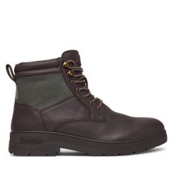 Trzewiki Barbour. Brązowe botki sznurowane Barbour, bez wzorów, bez obcasa, bez zapięcia. Za 1,099.00 zł.