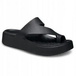 Klapki Dla Dorosłych Crocs Getaway Platform Toe Loop. Czarne klapki Crocs, z materiału. Za 199.99 zł.