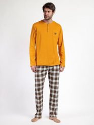 Admas Piżama "Admas" w kolorze pomarańczowo-czarnym rozmiar: XL. Pomarańczowe piżamy admas, xl, bez wzorów, z bawełny, bez ramiączek. Za 165.99 zł.