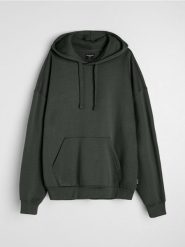 Bluza z kapturem z domieszką bawełny - zielony. Zielone bluzy z kapturem Sinsay, l, bez wzorów, z bawełny, z kapturem. Za 39.99 zł.