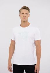 Biały t-shirt T-TAKEN. Białe t-shirty Volcano, m, bez wzorów, z bawełny, bez kołnierzyka, bez ramiączek. Za 59.99 zł.