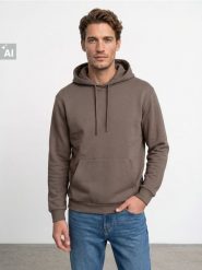 Bluza z kapturem basic - brązowy. Brązowe bluzy z kapturem Sinsay, l, bez wzorów, z kapturem. Za 39.99 zł.