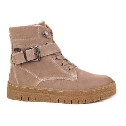 Marco Tozzi Taupe Buty z podszewką z prawdziwej skóry w kolorze różowym. Czarne buty trekkingowe ZZFACTOY, bez wzorów, ze skóry, bez zapięcia. Za 275.99 zł.