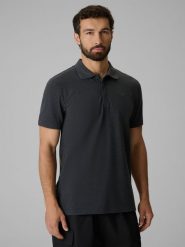 4F Koszulka polo regular męska - szara XXL. Szare koszulki polo sportowe 4F, m, bez wzorów, z bawełny, bez kołnierzyka, bez ramiączek. Za 129.99 zł.