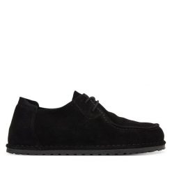 Półbuty Birkenstock. Czarne eleganckie półbuty Birkenstock, bez wzorów, bez obcasa, bez zapięcia. Za 719.99 zł.
