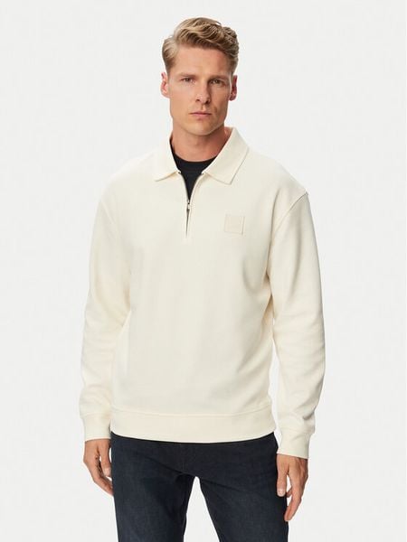 JOOP! Jeans Sweter Jjj-Davon 30103327 Kremowy Regular Fit. Białe swetry rozpinane JOOP! Jeans, l, bez wzorów, z bawełny, bez kołnierzyka, bez ramiączek. Za 589.99 zł.