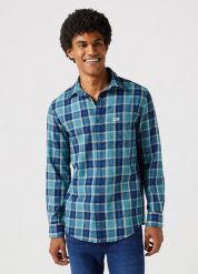 WRANGLER LS 1 PKT SHIRT MĘSKA KOSZULA W KRATĘ KRATA HYDRO INDYGO 112350492 W5A9017326. Koszule Wrangler, m, bez wzorów, bez kołnierzyka, bez ramiączek. Za 139.99 zł.