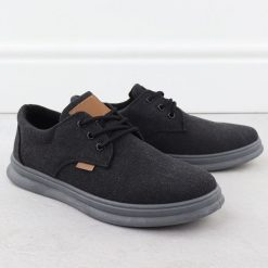 Półbuty męskie casual tekstylne czarne Nowacki 1059-H. Czarne eleganckie półbuty Nowacki, bez wzorów, z materiału, bez obcasa, bez zapięcia. Za 119.99 zł.