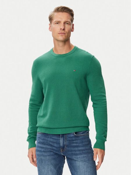 Tommy Hilfiger Sweter Essential MW0MW36347 Zielony ciemny Regular Fit. Zielone swetry rozpinane Tommy Hilfiger, m, bez wzorów, z bawełny, bez kołnierzyka, bez ramiączek. Za 409.99 zł.