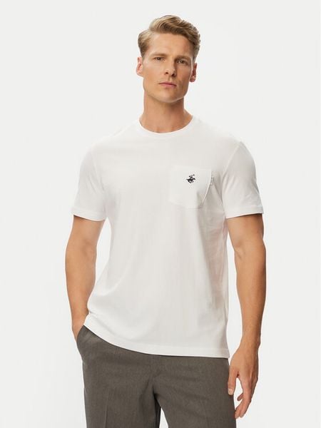 Beverly Hills Polo Club T-Shirt P-SS26M-TS414000 Biały Regular Fit. Białe koszulki polo sportowe Beverly Hills Polo Club, m, bez wzorów, z bawełny, bez kołnierzyka, bez ramiączek. Za 129.99 zł.