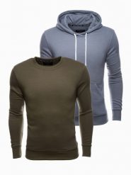 Zestaw bluz męskich BASIC - mix 2-pak V5 Z54 - XXL. Zielone bluzy Ombre Clothing, m, bez wzorów, z bawełny, bez kaptura. Za 95.99 zł.