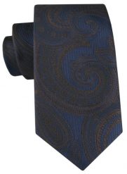 Męski Krawat - Granat i Brąz, Duży Wzór Orientalny - Angelo di Monti. Niebieskie krawaty i muchy Angelo di Monti, bez wzorów, z tkaniny. Za 49.99 zł.