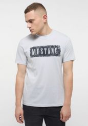 MUSTANG ALEX C PRINT MĘSKI T-SHIRT KOSZULKA LOGO NADRUK GRAY DAWN 1013520 4017. Szare t-shirty Mustang, m, bez wzorów, bez kołnierzyka, bez ramiączek. Za 69.99 zł.