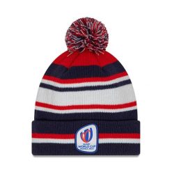 Czapka Mistrzostwa Świata w Rugby 2023 w paski. Białe czapki zimowe New Era, bez wzorów. Za 157.00 zł.