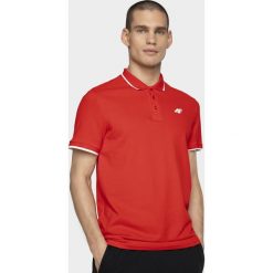 Koszulka polo męska TSM302 - czerwony. Czerwone koszulki polo 4F, m, bez wzorów, z bawełny, bez kołnierzyka, bez ramiączek. Za 59.99 zł.