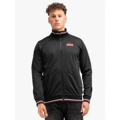 Kurtka dresowa w klasycznym kroju Lonsdale Irthing. Czarne kurtki Lonsdale, xl, bez wzorów, z dresówki, bez kaptura. Za 297.30 zł.