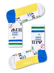 Happy Socks Skarpety "Athletic Wingdings" w kolorze biało-żółto-niebieskim rozmiar: 36-40. Białe skarpety Happy Socks, bez wzorów, prążkowane. Za 44.19 zł.