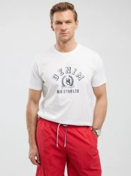 Koszulka męska z nadrukiem biała Bester 100. Białe t-shirty BIG STAR, l, bez wzorów, z bawełny, bez kołnierzyka, bez ramiączek. Za 99.99 zł.