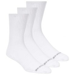 Skarpetki sportowe dla dorosłych 3pk Unisex Non Terry Crew. Białe skarpetki sportowe Skechers, bez wzorów, z bawełny. Za 49.99 zł.