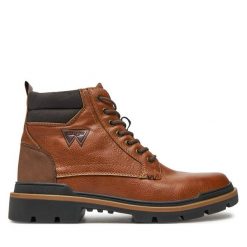 Trapery Wrangler. Brązowe trapery Wrangler, bez zapięcia. Za 349.99 zł.