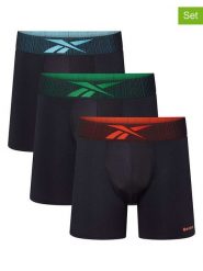 Reebok Bokserki (3 pary) "Usher" w kolorze czarnym rozmiar: M. Czarne bokserki Reebok, m, bez wzorów. Za 56.99 zł.