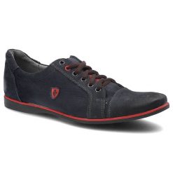 Granatowe Półbuty Avanti Męskie Skórzane Obuwie. Niebieskie eleganckie półbuty Avanti, bez wzorów, z nubiku, bez obcasa, bez zapięcia. Za 159.00 zł.