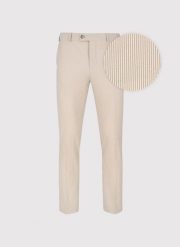 PAKO LORENTE - Beżowe spodnie ganiturowe w prążek. Brązowe eleganckie spodnie Pako Lorente, m, z elastanu, eleganckie. Za 349.99 zł.