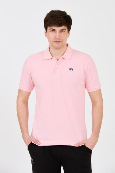 LA MARTINA Różowe męskie polo z małym logo, Rozmiar L. Czerwone koszulki polo La Martina, l, bez wzorów, bez kołnierzyka, bez ramiączek. W wyprzedaży za 207.99 zł.