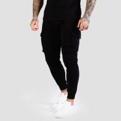 Joggery męskie fitness slim TRN. Czarne spodnie treningowe długie GYMBEAM, m, bez wzorów, z bawełny. Za 151.90 zł.