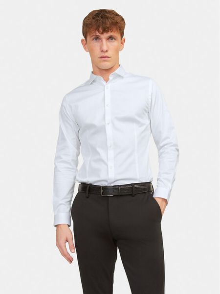 Jack & Jones Koszula Parma 12097662 Biały Super Slim Fit. Białe koszule Jack & Jones, l, bez wzorów, z bawełny, bez kołnierzyka, bez ramiączek. Za 219.99 zł.