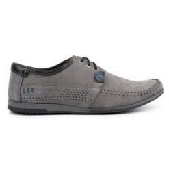 KOMODO Buty Męskie mokasyny 875 szare. Szare mokasyny bez wzorów, ze skóry, bez obcasa, bez zapięcia. Za 377.80 zł.