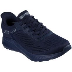 Buty sportowe męskie Skechers Bob Squad Chaos Solid Step. Niebieskie buty sportowe casual Skechers, bez wzorów, z gumy, bez zapięcia, skechers sport. Za 299.99 zł.