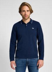 LEE MĘSKA KOSZULKA LS PIQUE POLO MOOD INDIGO 112355666 L61V014445. Niebieskie koszulki polo Lee, l, bez wzorów, bez kołnierzyka, bez ramiączek. Za 89.99 zł.