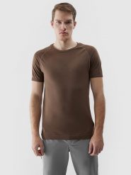 4F Koszulka w kolorze jasnobrązowym do biegania rozmiar: S/M. Brązowe t-shirty sportowe 4F, bez wzorów, z materiału, bez ramiączek, do biegania. Za 28.71 zł.