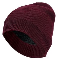 Bordowa Męska Jesienno-Zimowa Czapka, Ocieplana, Uniwersalny Rozmiar, z Kożuchem. Czerwone czapki zimowe Pako Jeans, bez wzorów, ze splotem. Za 35.00 zł.