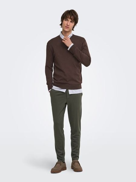 ONLY & SONS Sweter "Onswyler" w kolorze brązowym rozmiar: S. Brązowe swetry nierozpinane Only & Sons, s, bez wzorów, bez kołnierzyka, bez ramiączek. Za 109.95 zł.