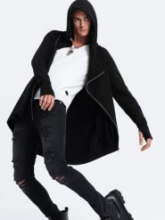 Asymetryczna bluza męska z obszernym kapturem NANTES - czarna - Rozmiar: S. Czarne bluzy z kapturem Ombre Clothing, m, bez wzorów, z bawełny. W wyprzedaży za 129.99 zł.