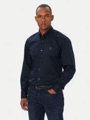 BOSS Koszula Ricoplus_M 50565626 Granatowy Regular Fit. Niebieskie koszule Boss, m, bez wzorów, z bawełny, bez kołnierzyka, bez ramiączek. Za 449.99 zł.