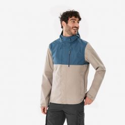 Second Life - Kurtka turystyczna męska Quechua NH500 wodoodporna - Stan Dobry. Brązowe kurtki QUECHUA, l, bez wzorów, z materiału, z kapturem. Za 89.99 zł.