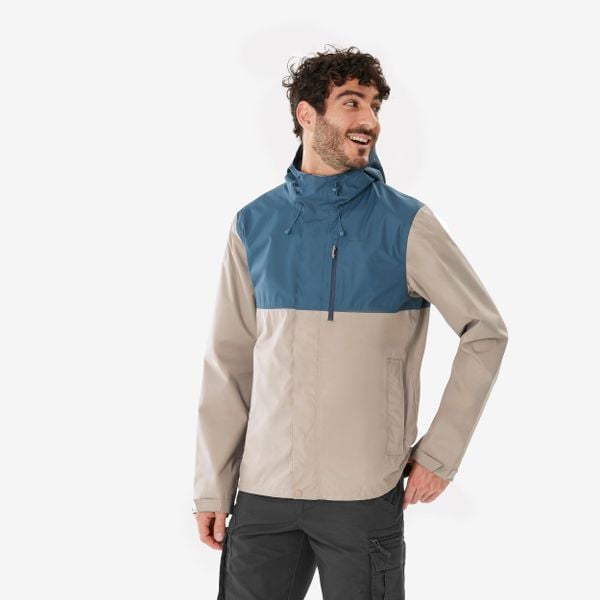 Second Life - Kurtka turystyczna męska Quechua NH500 wodoodporna - Stan Dobry. Brązowe kurtki QUECHUA, l, bez wzorów, z materiału, z kapturem. Za 89.99 zł.