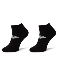 Zestaw 2 par niskich skarpet męskich Emporio Armani. Czarne skarpety Emporio Armani, bez wzorów. Za 89.99 zł.