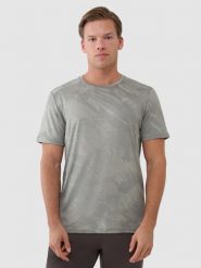 4F Koszulka treningowa regular szybkoschnąca męska - khaki S. Brązowe t-shirty 4F, m, bez wzorów, z dzianiny, bez kołnierzyka, bez ramiączek. Za 139.99 zł.