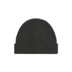 Czapka dziana z logo Superdry Essential. Szare czapki zimowe Superdry, bez wzorów, z dzianiny. Za 109.20 zł.