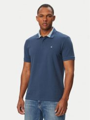 Calvin Klein Jeans Polo LV04RG234G Granatowy Regular Fit. Niebieskie koszulki polo Calvin Klein Jeans, m, bez wzorów, z bawełny, bez kołnierzyka, bez ramiączek. Za 289.99 zł.