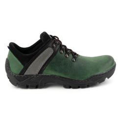 Olivier Skórzane buty trekkingowe męskie 311GT zielone. Zielone trekkingi bez wzorów, ze skóry, bez zapięcia. Za 351.82 zł.