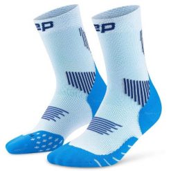 Męskie krótkie skarpety kompresyjne sportowe Core Run do połowy łydki CEP. Niebieskie skarpetki sportowe CEP, bez wzorów, z elastanu. Za 84.00 zł.