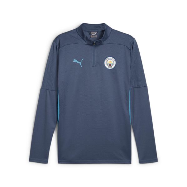 Treningowy top Manchester City 2024/25. Niebieskie bielizna termoaktywna Puma, bez wzorów, bez ramiączek, do piłki nożnej. W wyprzedaży za 258.10 zł.