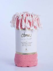 Ottoman Chusta hammam "Raute" w kolorze koralowym - 190 x 105 cm rozmiar: onesize. Różowe szaliki Ottoman, bez wzorów, z bawełny. Za 65.99 zł.